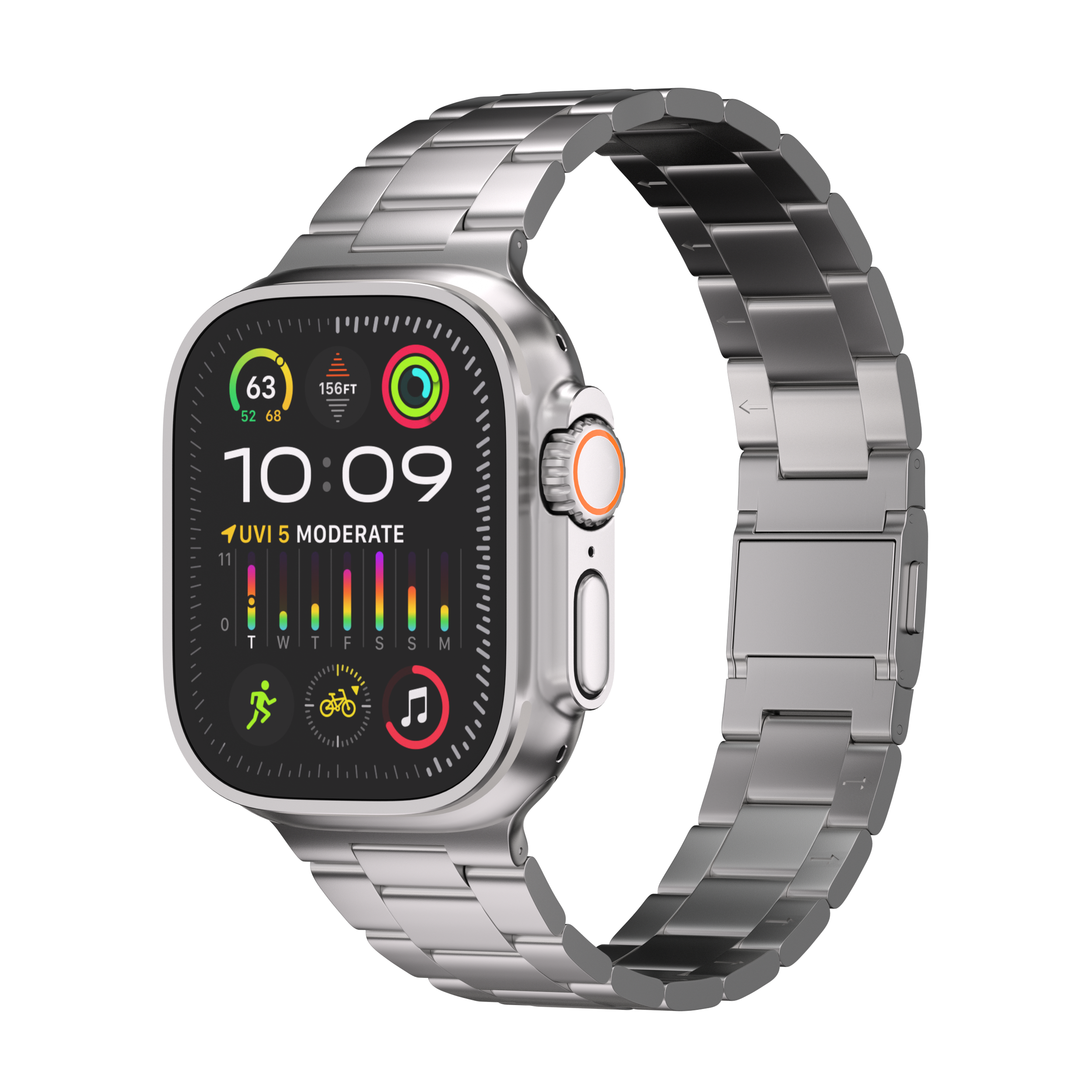 Titanium Band for Apple Watch Ultra 3/2/1 49mm - Magnet Buckle - Easy Resize Tool-Free Links