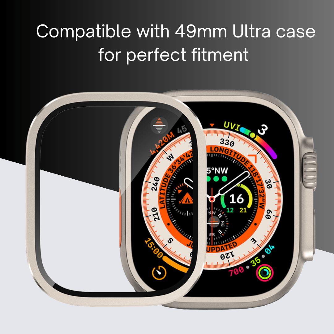 Protector de Pantalla para Apple Watch Ultra Protector de pantalla de vidrio templado y marco de bisel
