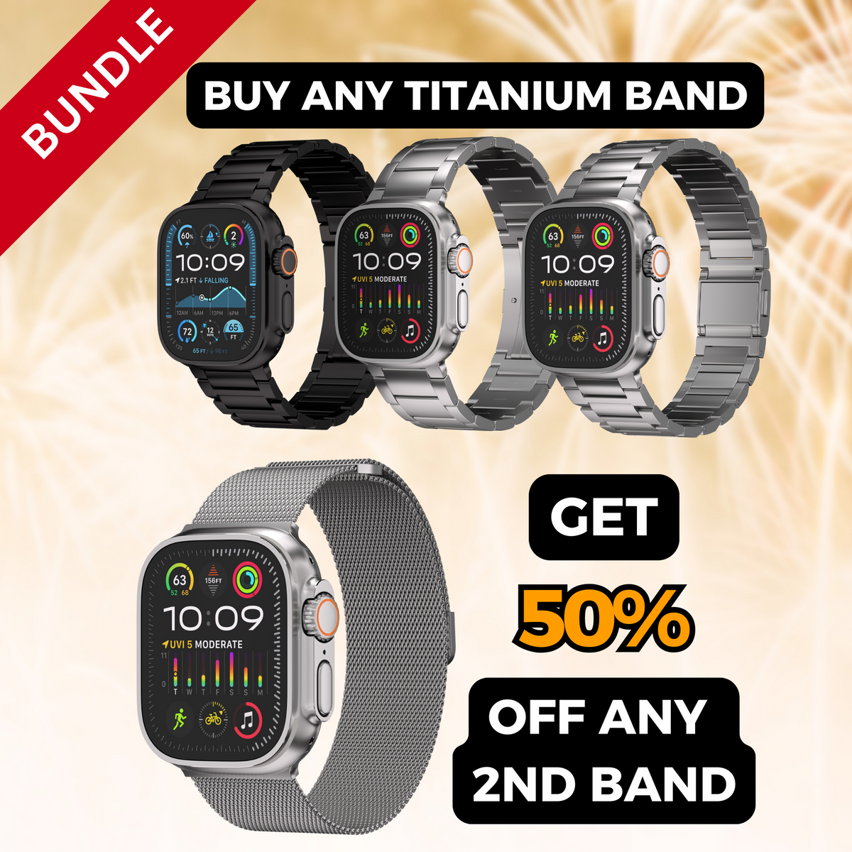 Buy a Titanium Band, Get 2nd Band 50% OFF!