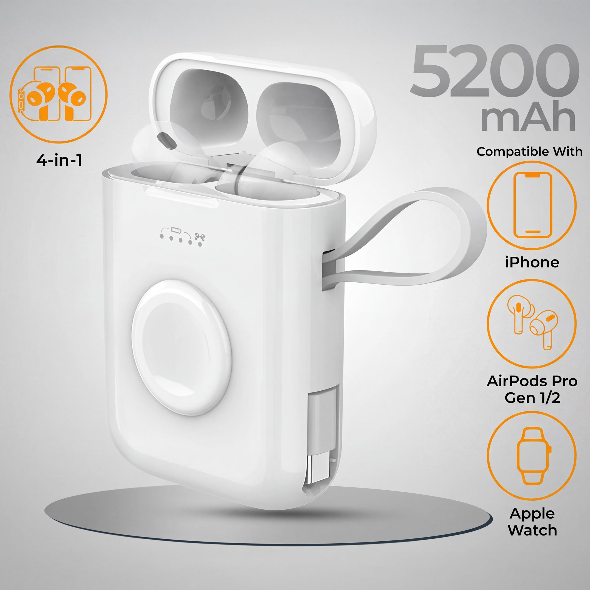 PowerBank Replacement Case for AirPods Pro - 4-in-1 Charger for