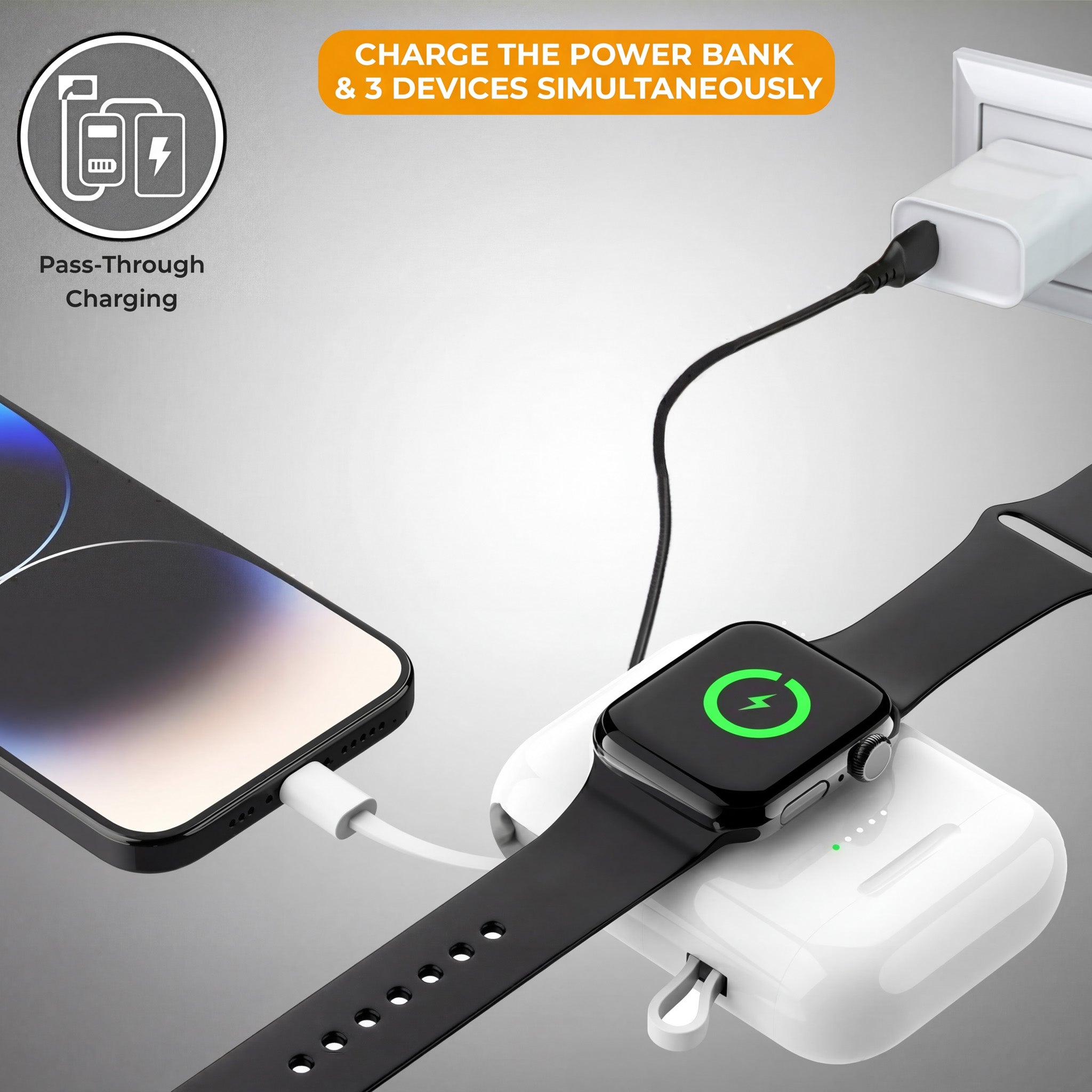 PowerBank Replacement Case for AirPods Pro - 4-in-1 Charger for iPhone