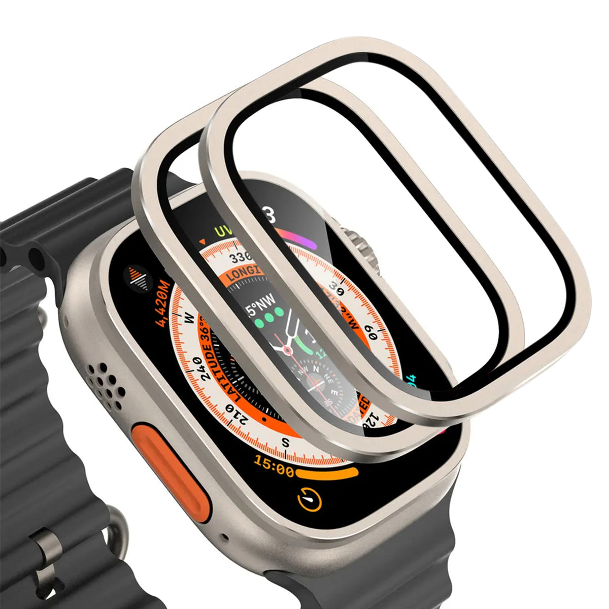 Screen Protector for Apple Watch Ultra 2 - Tempered Glass Screen and Frame Bezel Protector (2-Pack)