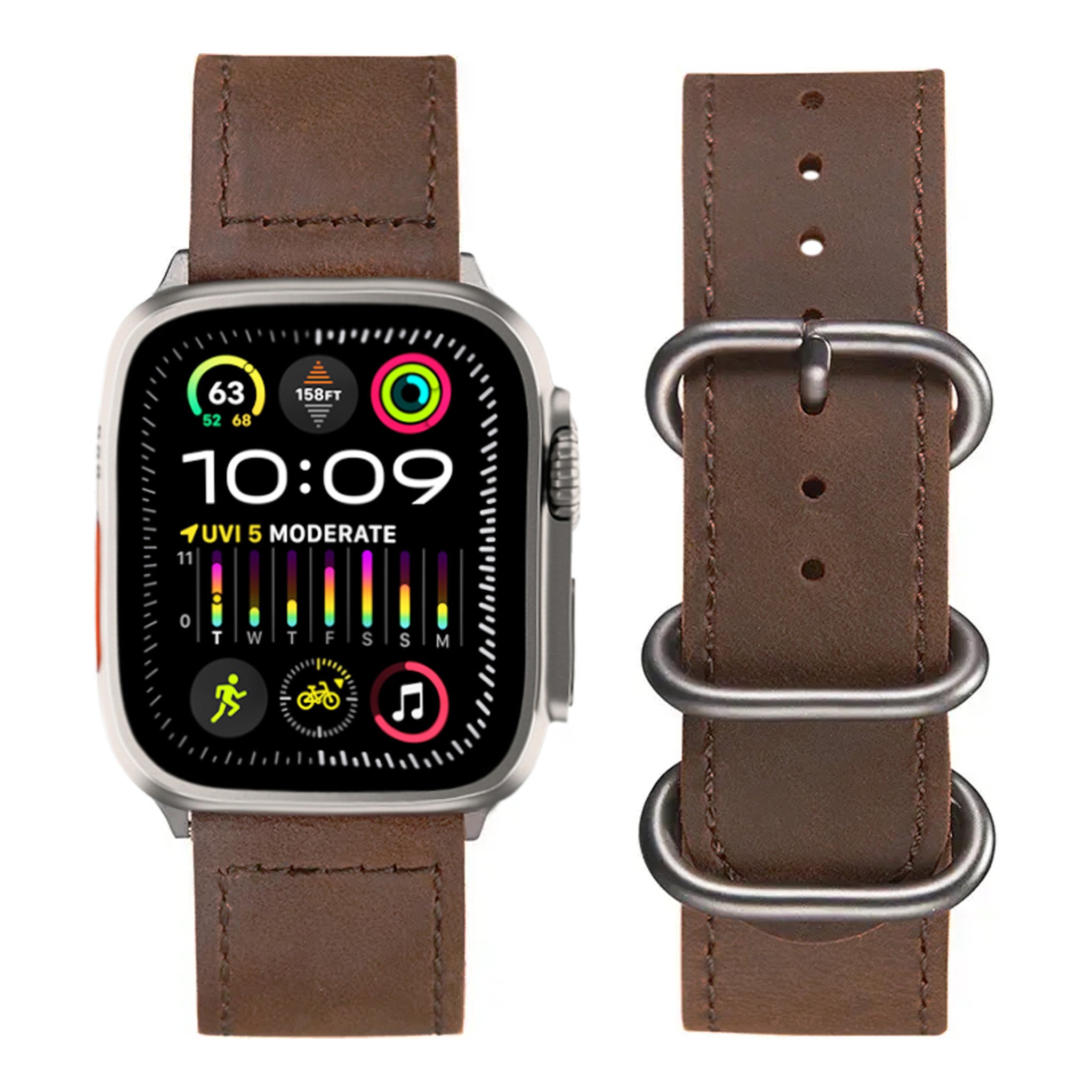 Ultra Supply Co Black Leather Band for Apple Watch Ultra